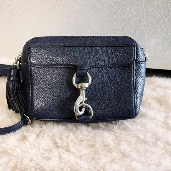 Rebecca Minkoff Mab Camera Bag Navy Blue Leather Crossbody Silver Hardware EUC - Picture 2 of 8